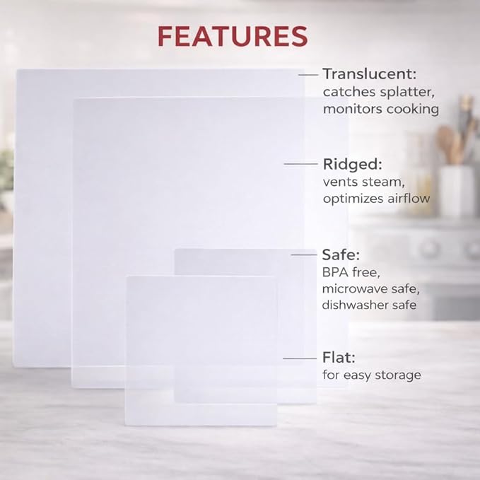 HIC Kitchen Splatter Guards for Microwave, BPA Free - Image 3