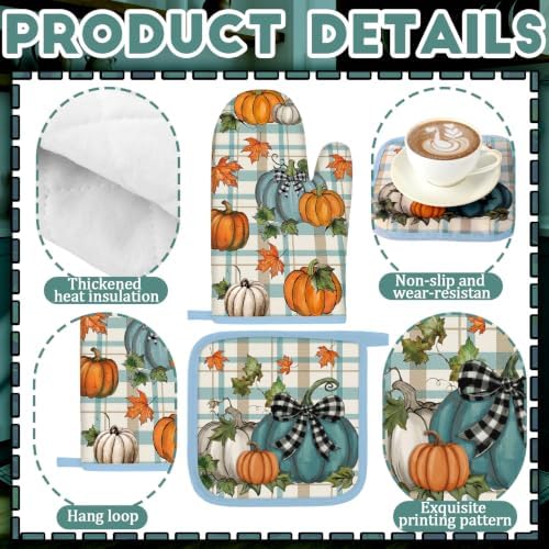 Fanfanwin 10 Pcs Fall Thanksgiving Pumpkin Kitchen Decor Set