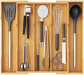 Lifewit Bamboo Utensil Organizer for Kitchen Drawer, Cooking Utensil Tray