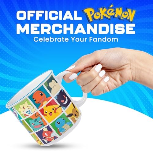 Silver Buffalo Pokémon Pikachu, Snorlax, Eevee, Ceramic Camper Mug, 20oz