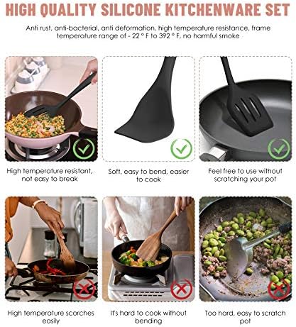 Black Kitchen Utensils Set-12 Pieces Silicone Cooking Utensils Set