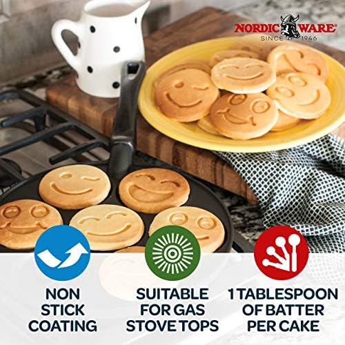Nordic Ware Smiley Face Pancake Pan Silver, 10 1/2 inch diameter
