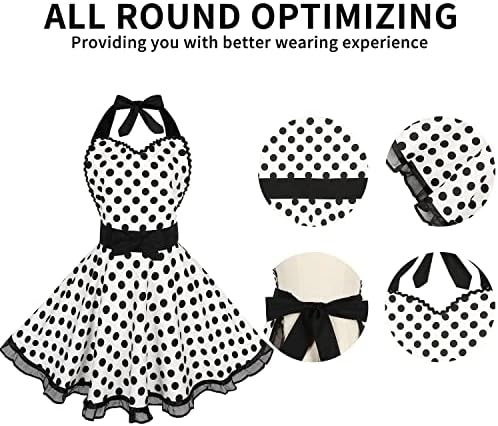 Violet Mist Cute Lovely Retro Aprons for Women Girl Ladies Sexy Sweetheart Vintage Aprons 50s Black Polka Dot Christmas Apron kawaii Cooking Kitchen Ruffle Witch Apron Housewife Waitress Mothers Gift