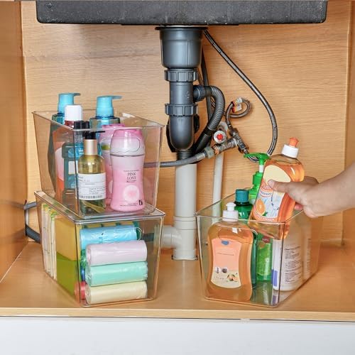 Vtopmart 10 Pack Clear Stackable Storage Bins with Lids and Handles, XLarge