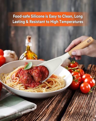 Badiano Silicone Cooking Spoon for Nonstick Cookwares, Multi-function,11.4"