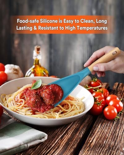 Badiano Silicone Cooking Spoon for Nonstick Cookwares, Multi-function,11.4"