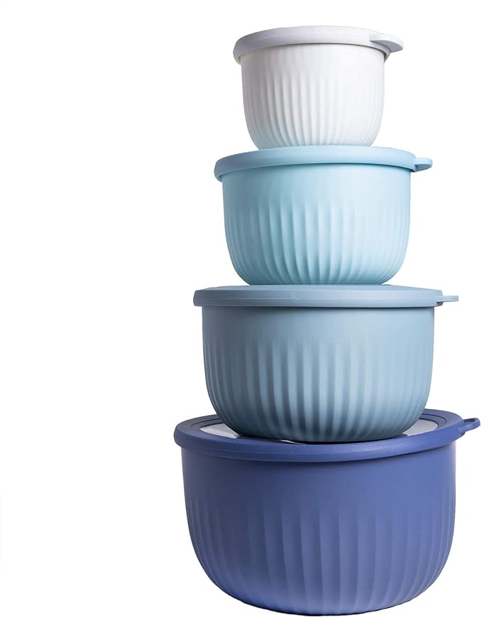 COOK WITH COLOR Prep Bowls with Lids- Wide and Deep Nesting Plastic Small by CookwithColor