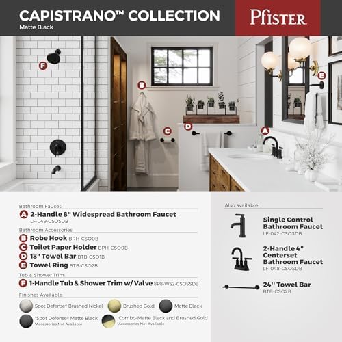 Pfister Capistrano Wall Mounted Toilet Paper Holder - Matte Black Metal Bathroom Tissue Roll Holder with Concealed Screw Installation for Modern Farmhouse Decor BPHCSO0B