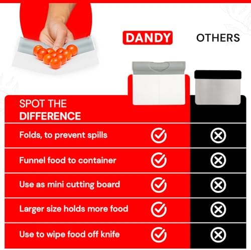 DANDY ScooperDuper - Multi-Purpose Folding Food Mover, Bench Scraper, Dough Scraper, Food Scraper Tool, User-Friendly Kitchen Gadget for Cutting Board and Chef’s Knife