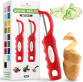 Spring Chef Swivel Vegetable Peeler with Ergonomic Handle, Set of 2, Red