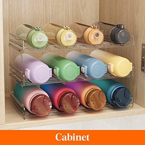 Lifewit Stackable Water Bottle Organizer for Cabinet, Clear Tumbler Holder
