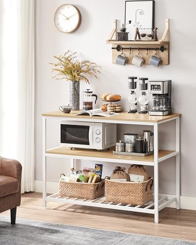 VASAGLE Kitchen Island with 3 Shelves, Storage Cabinet, Steel Structure