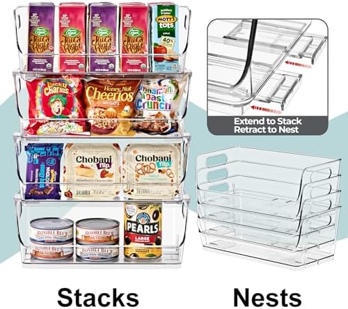 Sorbus Clear Pantry Organizer with Stackable Storage Bins, Open Front