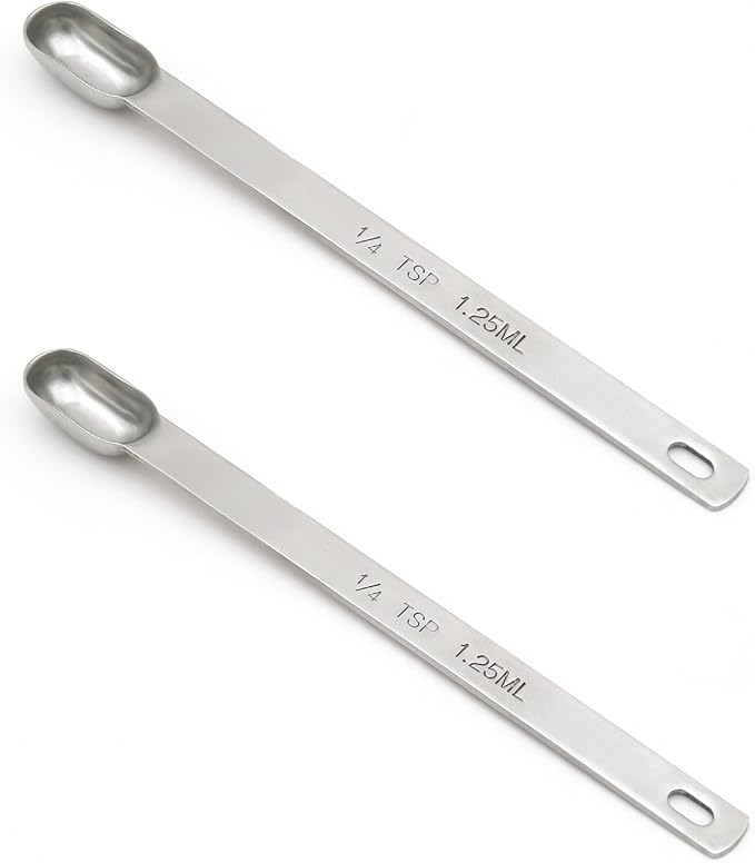 2PCS 1/4tsp Single Measuring Spoon, Stainless Steel Long Handle Individual by BERYLER