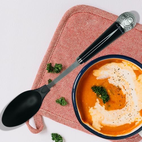 Microphone Spoon Kitchen Utensil - Fun Novelty Cooking Gadget & Unique Gift for Musicians, Singers, Karaoke Stars - Music Themed Housewares