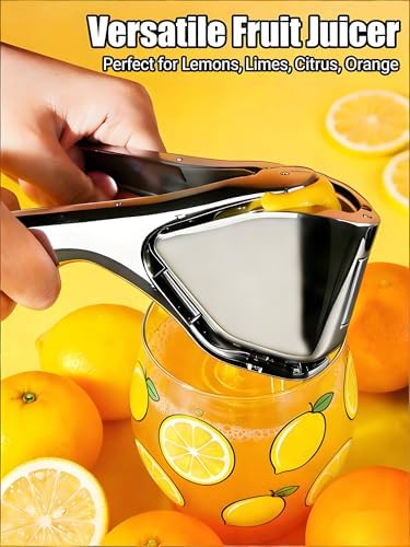 Lemon Squeezer, Stainless Steel Manual Citrus Squeezer, Silver