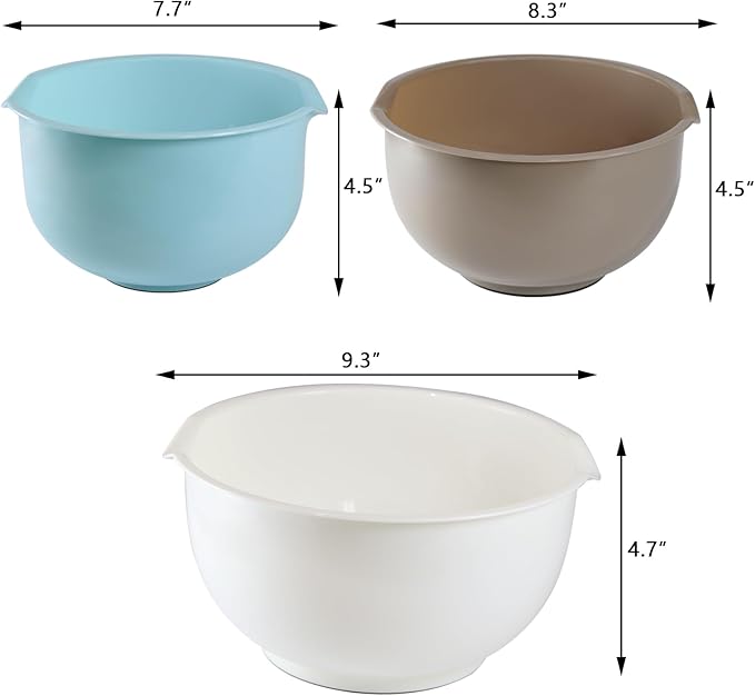 Set of 3 Mixing Bowls with Pour Spout-Nesting Design Saves Space - Image 2