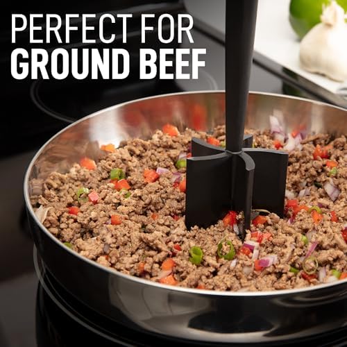 Zulay Kitchen Ground Beef Chopper Tool – Hamburger Smasher & Meat Chopper for Ground Beef – Heat Resistant Food-Grade Nylon – Black