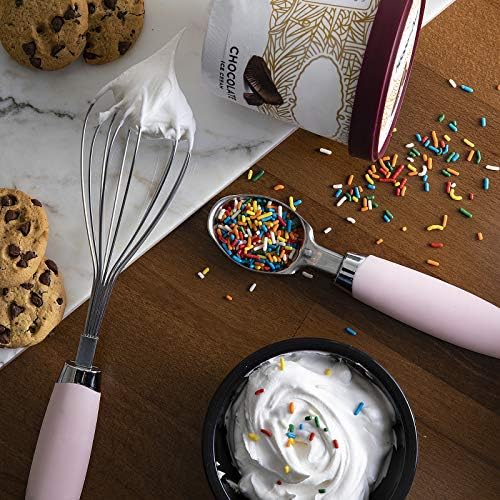 COOK WITH COLOR Kitchen Gadget Set Stainless Steel Utensils with Soft Touch Handles, 7 Pieces, Stainless Steel Pink