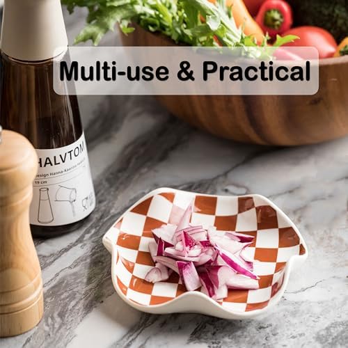 Miamolo Checkered Spoon Rest for Kitchen Counter, Holds Cooking Utensils