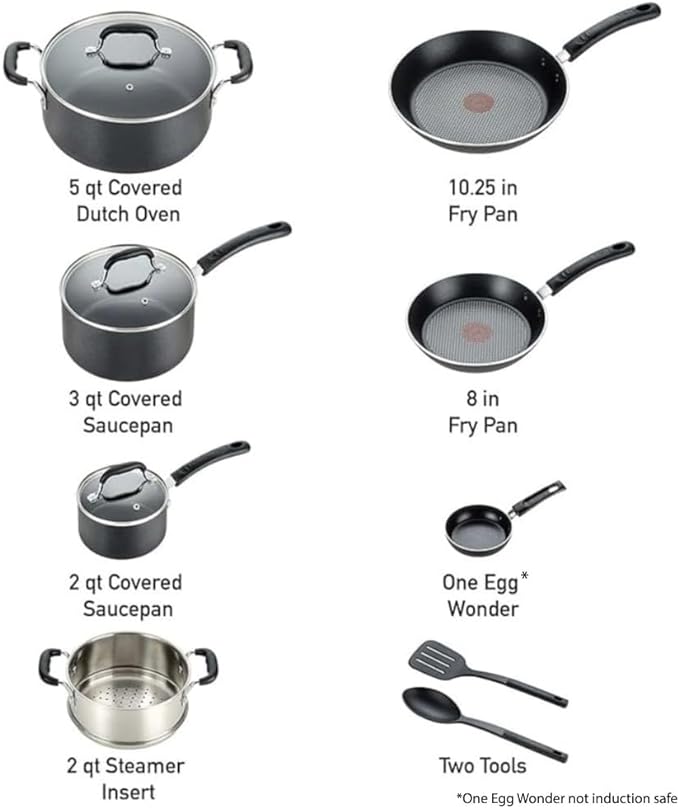 T-fal Experience Nonstick Cookware Set 12 Piece, Oven Broiler Safe 350F - Image 2