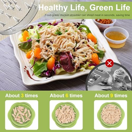 Chicken Shredder Tool Twist Large Meat Shredder with Brush&Fork, Matcha