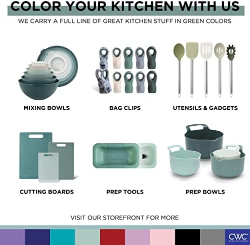 COOK WITH COLOR Bamboo Kitchen Utensil Set with Drawer Organizer | Cooking Tools and Storage Caddy, Sage, 18 Piece Gadget Set