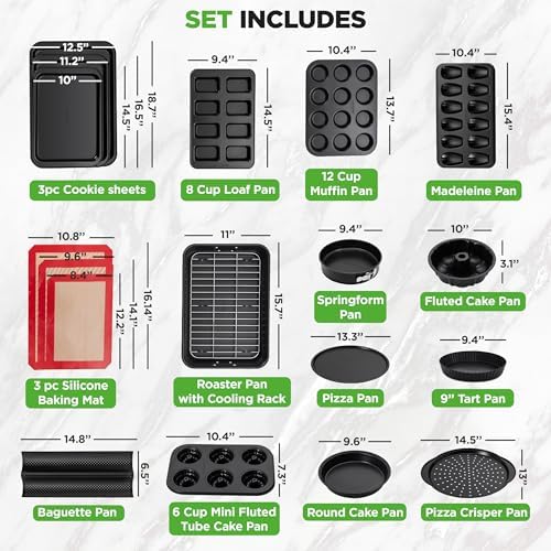 NutriChef 42 Pc Bakeware Set Nonstick, Carbon Steel Baking Pans w/Utensils
