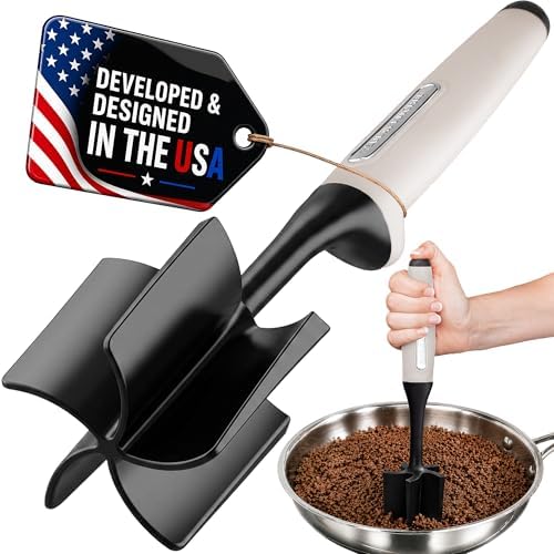 Zulay Kitchen Ground Beef Chopper Tool – 5-Blade Nylon Meat Chopper for Ground Beef, Non-Toxic Food Safe Meat Masher & Breaker, Heat Resistant to 180°C, Dishwasher Safe – Cream
