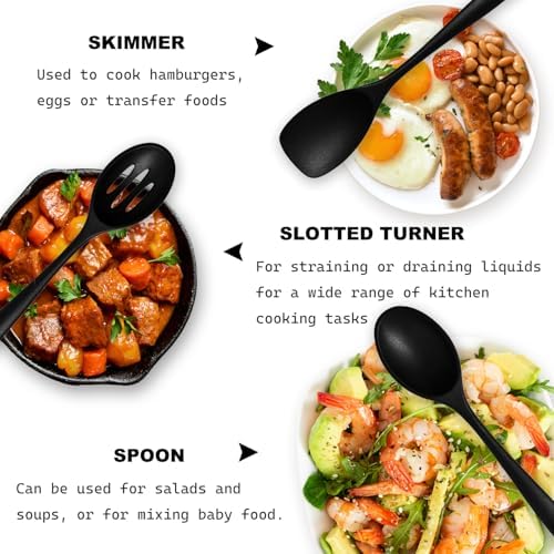 Silicone Kitchen Utensils Set - 428°F Heat Resistant Cooking Utensil Sets，Spatula,Turner,Tongs,Spoon,Whisk,Kitchen Utensil Gadgets Tools Set for Non-Stick Cookware，Dishwasher Safe BPA Free