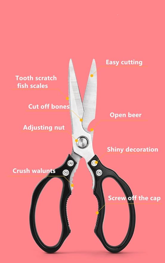 AWinjoy Heavy Duty Sharp Kitchen Scissors, Dishwasher Safe, Cooking Shears - Image 2