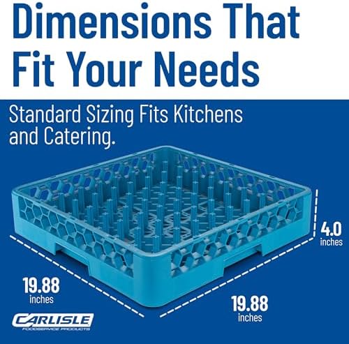 Carlisle FoodService Products All Purpose Plate and Tray Racks – Tray Racks with Extra Tall 2.94" Pegs for Charger Plates, Pasta Bowls, Large Platters, Open Honeycomb Design, Blue, (Pack of 6)