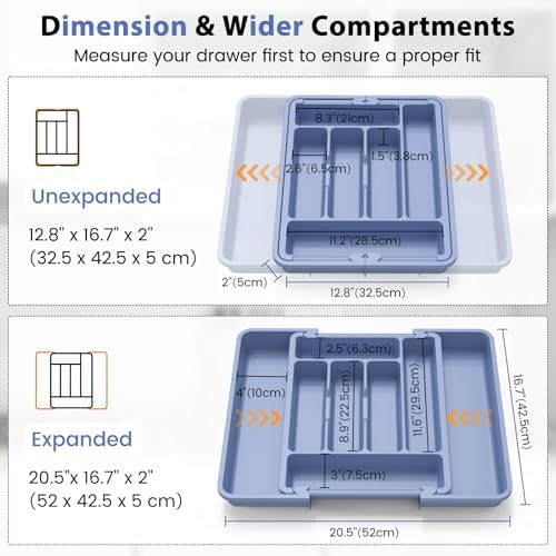 Caperci Large Silverware Organizer Tray for Kitchen Drawer Utensils Thicker