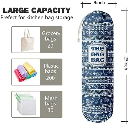 Rustic Grocery Bag Holder & Organizer - Wall Mount Plastic Bag Storage Dispenser - Kitchen Gift for Women, Family & Friends (B-8)