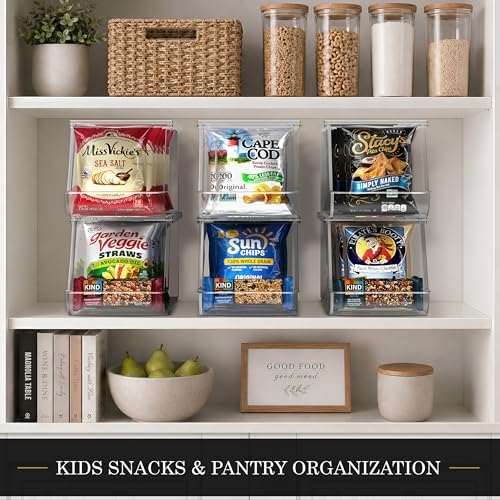 Sorbus Snack Organizer for Pantry, Clear Stackable Chip Bins (2 Pack)