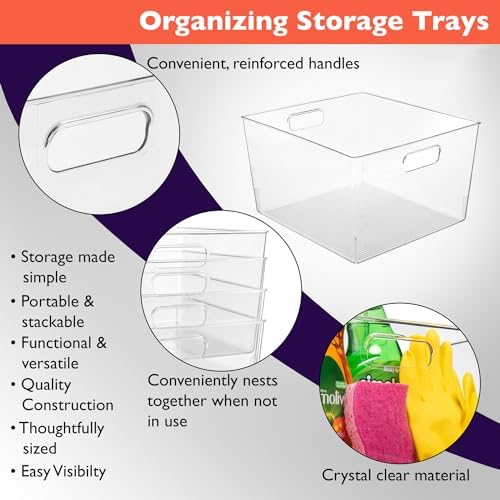 ClearSpace Clear Plastic Storage Bins for Kitchen, Fridge, Pantry, 8 Pack