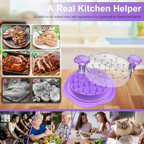 Chicken Shredder Tool Twist Large Meat Shredder with Brush&Fork, Purple