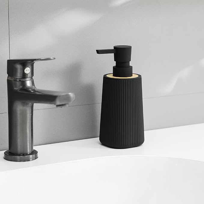 Small Soap Dispenser for Bathroom and Kitchen, Modern Farmhouse Striped Style - Image 2