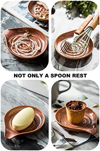 LAUCHUH Spoon Rest for Stove Top, Ceramic Spoon Holder for Kitchen Counter