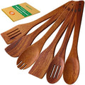 Riveira Walnut Wooden Spoons for Cooking Set of 6 – Natural Walnut Wooden Cooking Utensils, Spatula, Spoon - Premium Quality Utensil Set for Non-Toxic Cooking