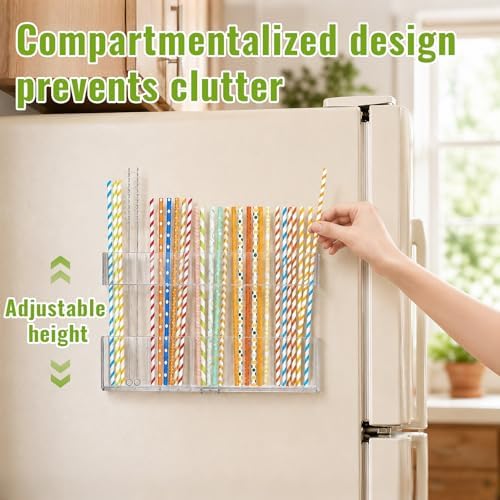 Mpotmiy 9.5" Large Acrylic Straw Holder for Cabinet Door, Straw Organizer