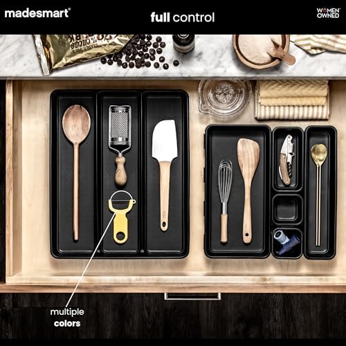 madesmart Classic Utensil Tray, White, 3 Compartment (Pack of 6)