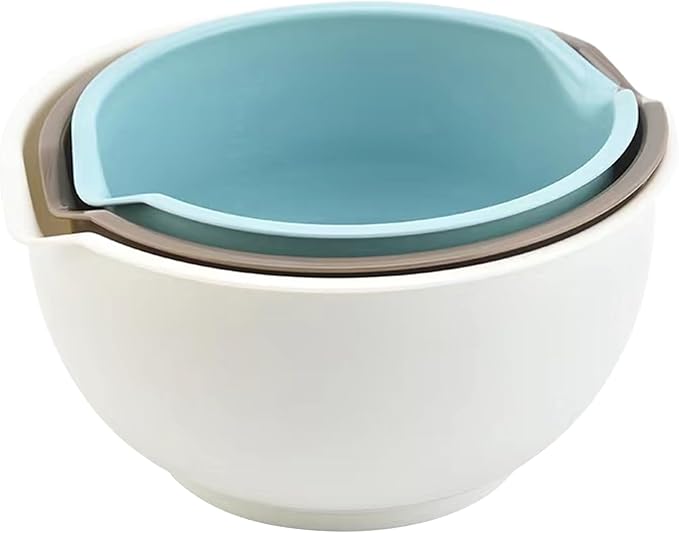 Set of 3 Mixing Bowls with Pour Spout-Nesting Design Saves Space by Cheeren