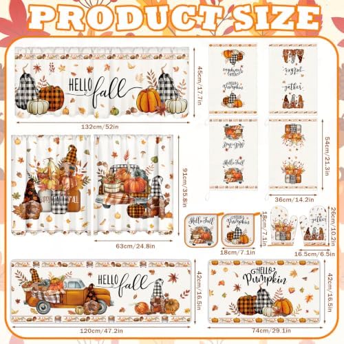 13 Pcs Pumpkin Fall Kitchen Set Towels Mats Pot Holders Mitts