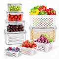 10 Pieces Fruit Storage Container for Fridge,with Removable Colander