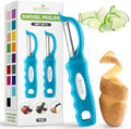 Spring Chef Swivel Vegetable Peeler with Soft Grip Handle, Set of 2, Teal
