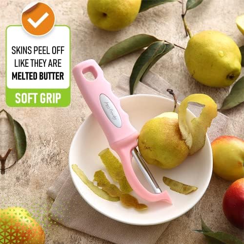 Spring Chef Swivel Vegetable Peeler with Soft Grip Handle, Pink Lemonade