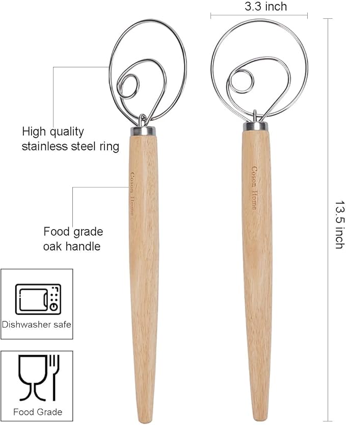 Pack of 2 Danish Dough Whisk, Kitchen Baking Flour Mixing Tool - Image 6