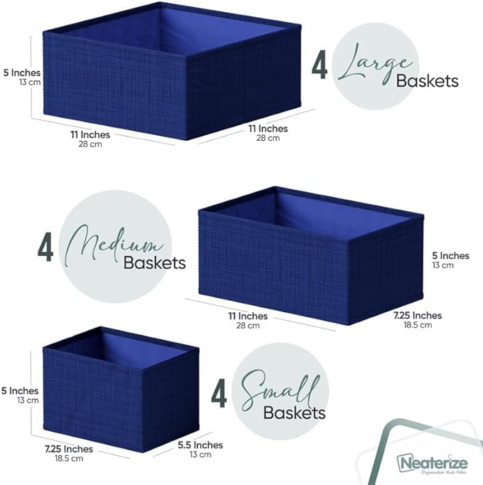 Drawer Organizer Clothes Set of 12 Navy - Image 2