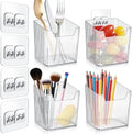 4 Pack Acrylic Wall Mount Organizer, Adhesive Cabinet Door Storage Bins, Clear Makeup Containers, Stackable Organizer Basket for Kitchen, Bathroom, Cabinet, Pantry, Office